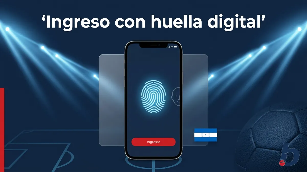 Teléfono mostrando el ingreso con huella digital o Face ID en la app de Betcris en Honduras