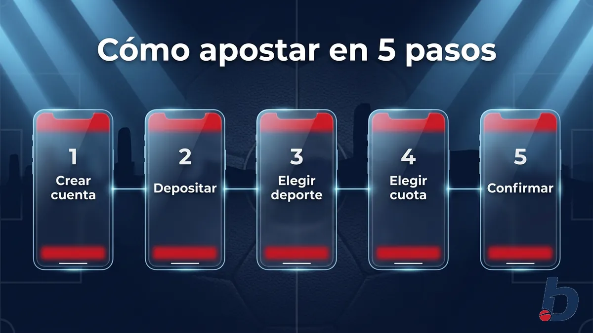Secuencia de cinco pasos para hacer una apuesta deportiva en Betcris Honduras: cuenta, depósito, deporte, cuota y confirmación